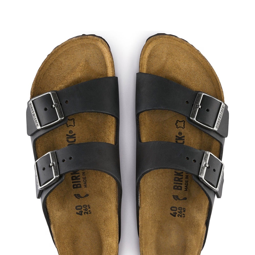 NWT Birkenstock Arizona Sandals in "Oiled Black"